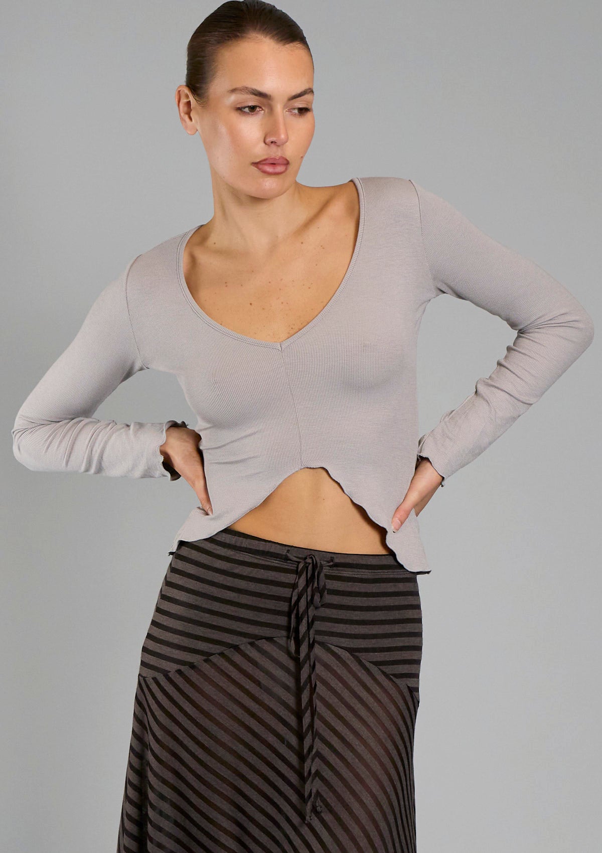 Rosie Rib Top - Grey