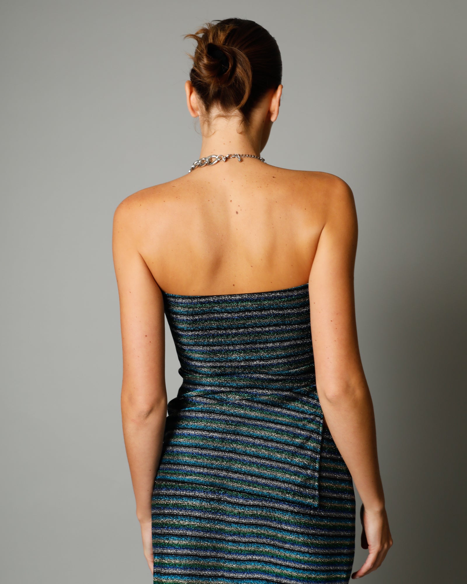 Pearl Strapless Lurex Top - Paradise Stripe
